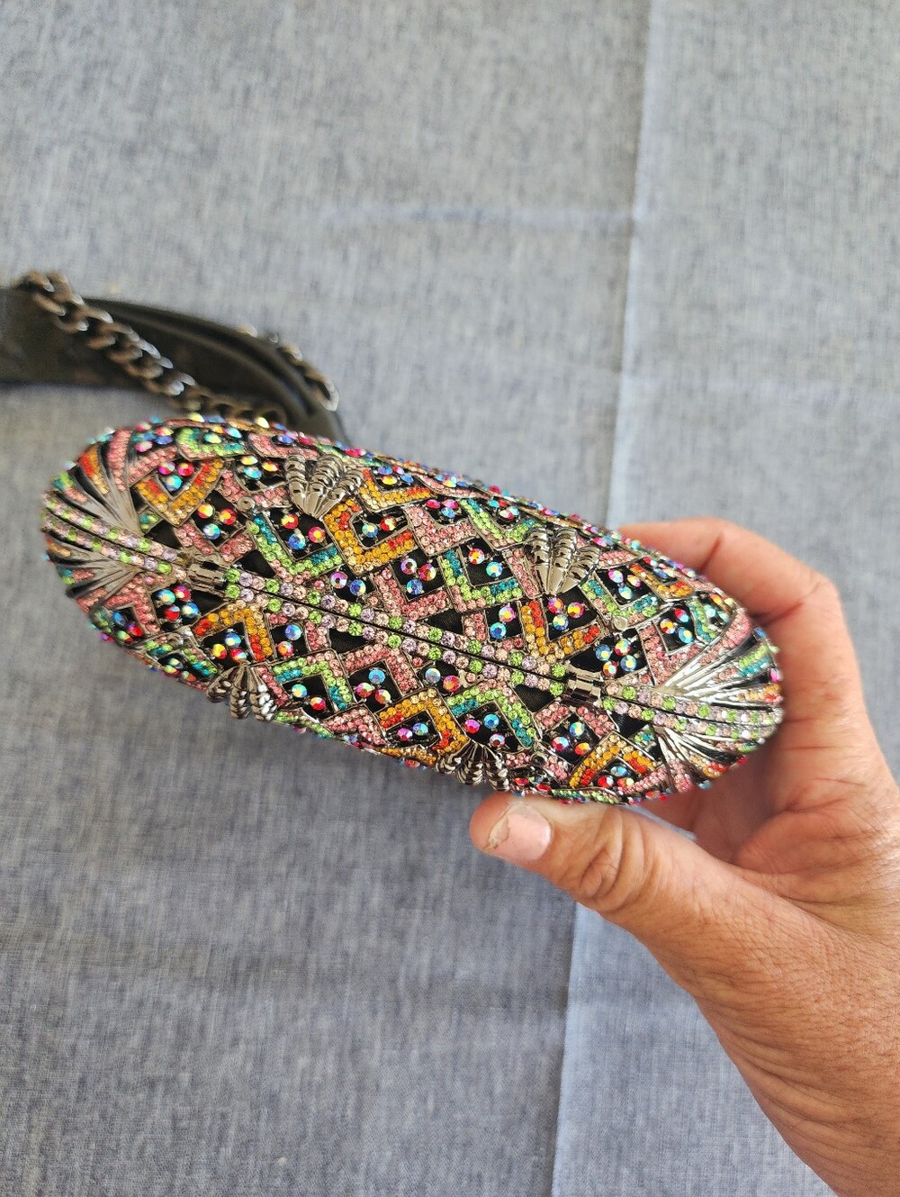 Natasha Couture Rhinestone Crysral Owl Evening Clutch - Multicolor EXCELLENT CON - Picture 4 of 8